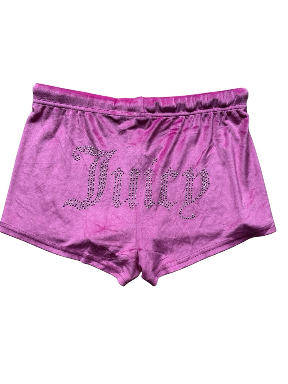 Juicy Couture Women's Pink Velour Shorts Rhinestone Bling Logo Size Small